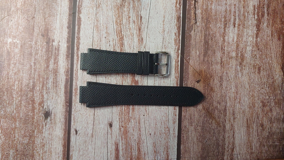 Black Epsom Leather Custom Notched Strap For Officina del tempo sail Watch