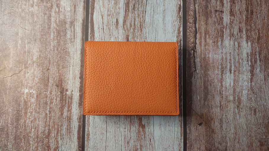 Orange Togo Leather Custom Wallet
