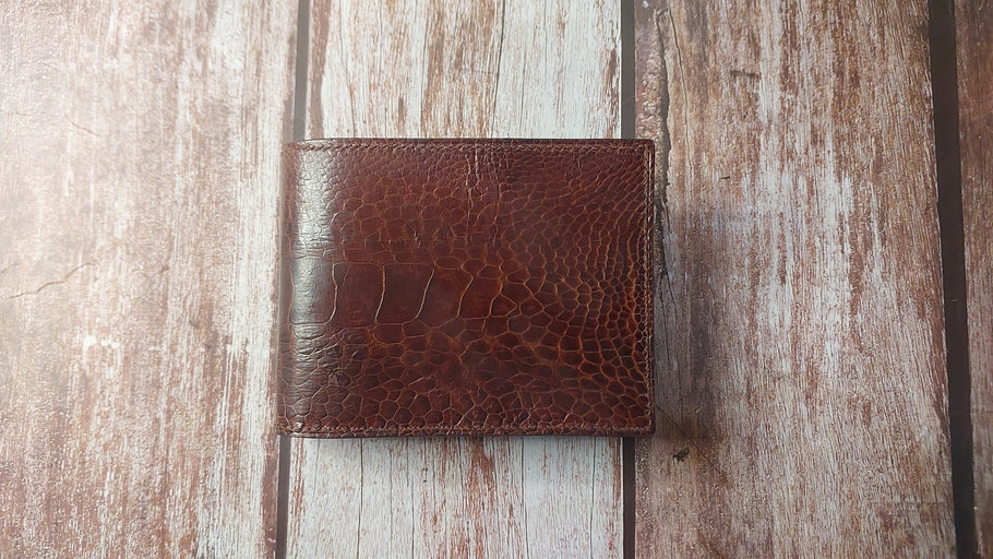 Dark Brown Ostrich Leg Leather Custom Wallet