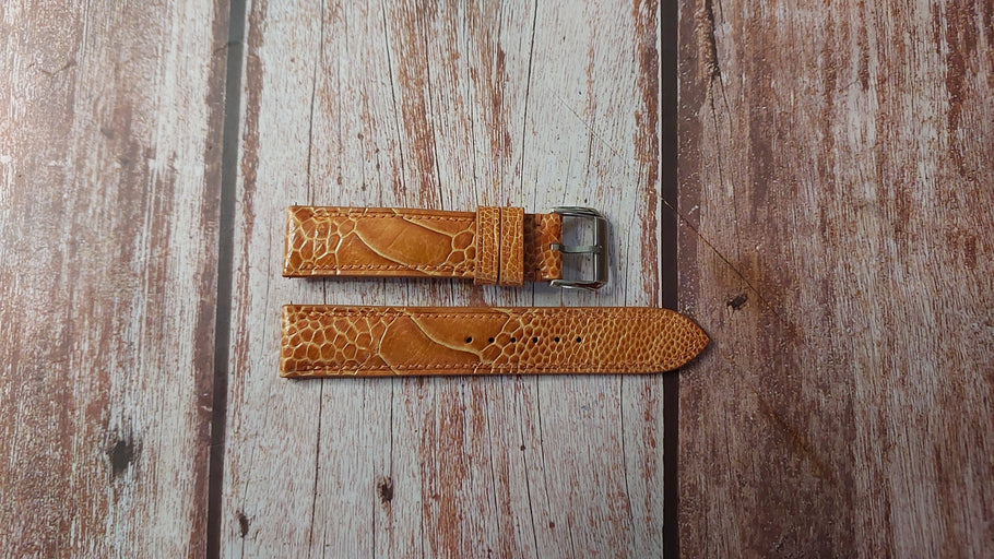 Light Brown Full Grain Ostrich Leg Custom Leather Strap For Grand Seiko SBGX261 Watch