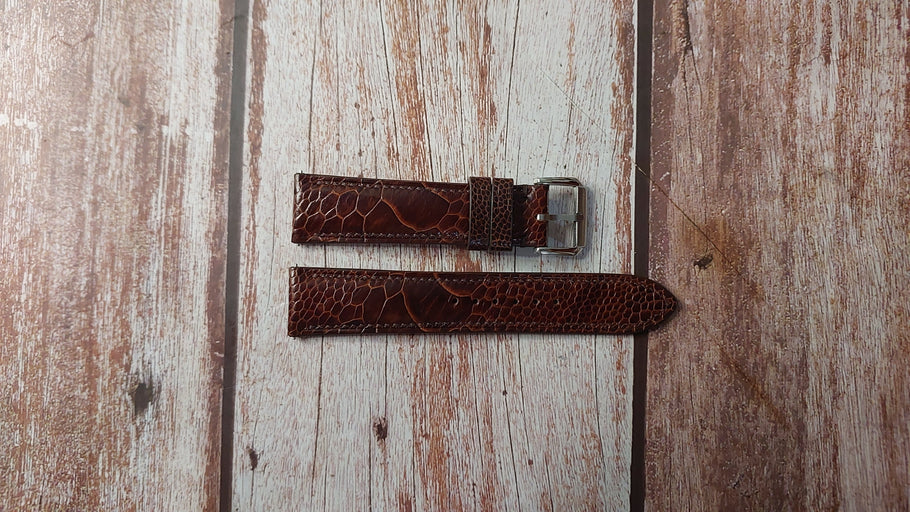 Dark Brown Full Grain Ostrich Leg Custom Leather Strap For Iwc Pilot Mark xx Watch