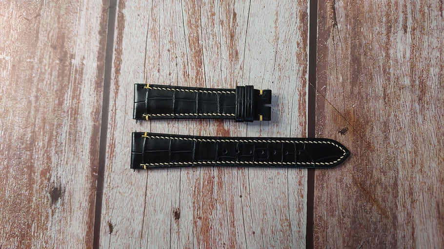 Black Full Grain Crocodile Custom Leather Strap