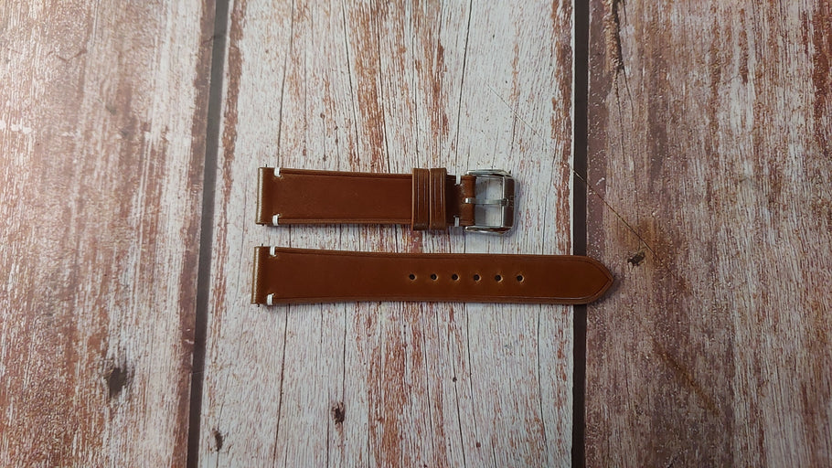 Cognac Shell Cordovan Custom Leather Strap For Seiko Quartz SQ Watch