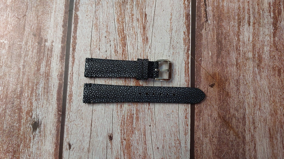 Black Full Grain Stingray Custom Leather Strap