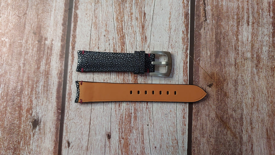 Black Full Grain Stingray Custom Leather Strap