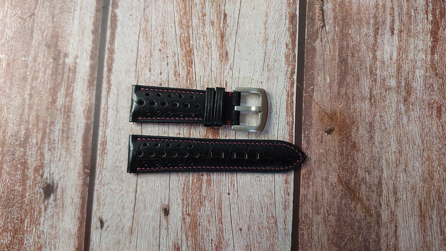 Black Full Grain Crocodile Custom Leather Strap