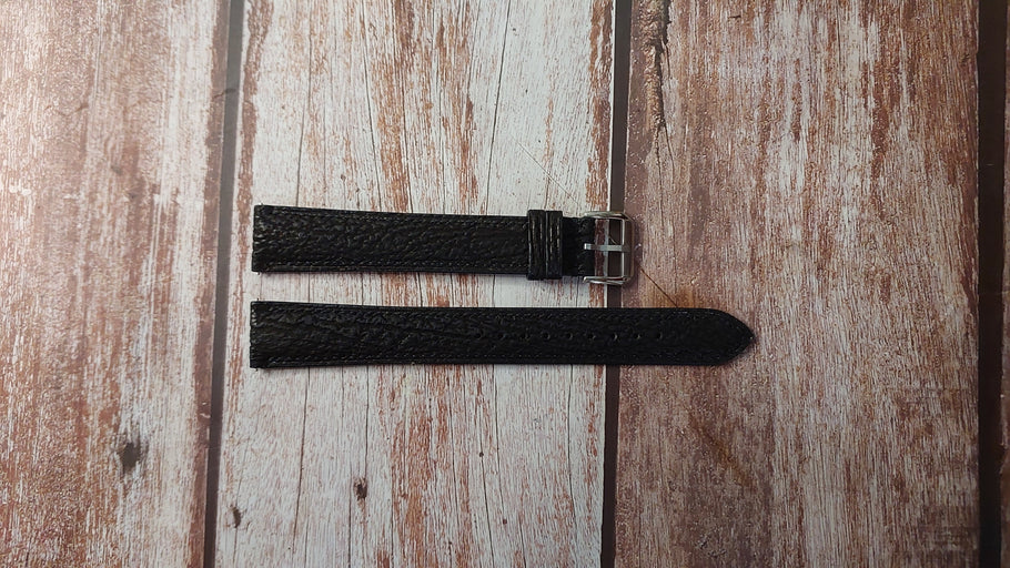 Black Full Grain Shark Skin Custom Leather Strap For Pixel Watch 1 Watch