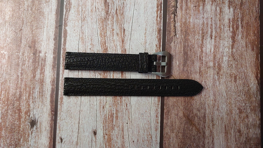 Black Full Grain Shark Skin Custom Leather Strap For Pixel Watch 1 Watch