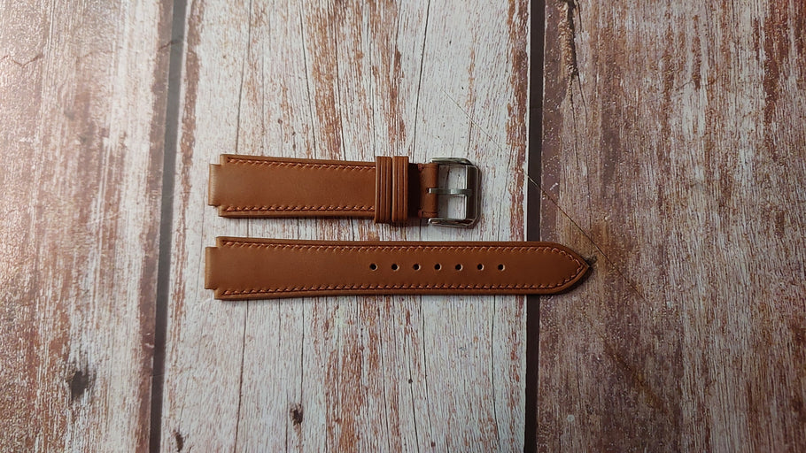 Brown Barenia Leather Custom Notched Strap For MOVADO Watch