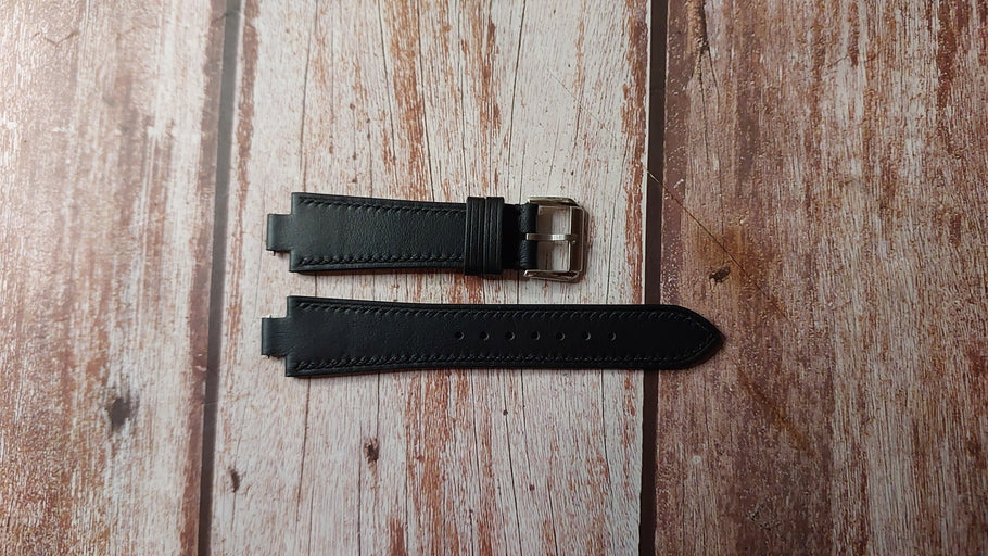 Black Swift Leather Custom Notched Strap For Seiko 7A38-7029 Watch