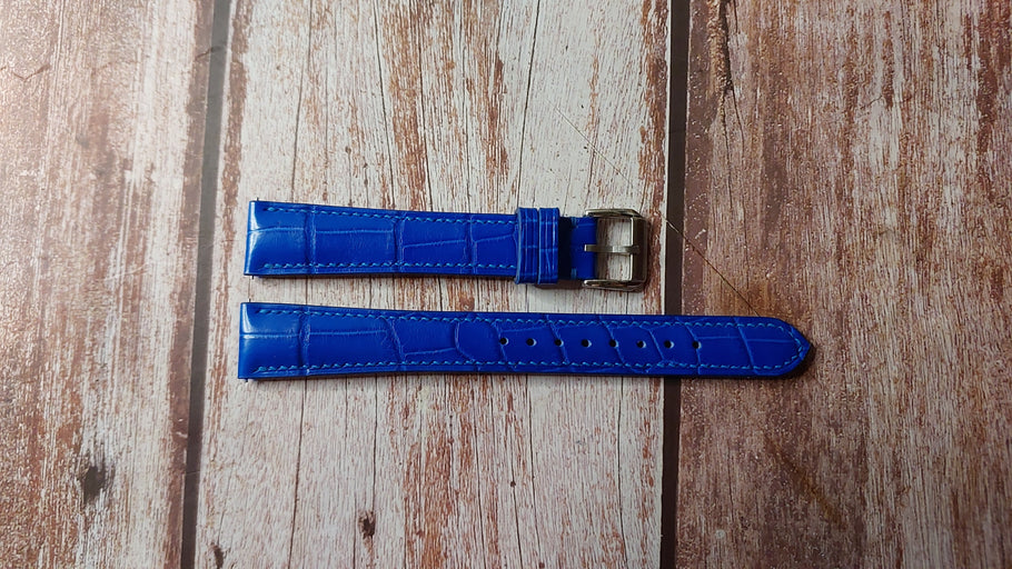 Blue Full Grain Crocodile Custom Leather Strap