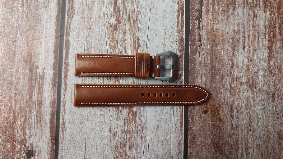 Cognac Badalassi Wax Custom Leather Strap For Omega Speedmaster GMT Watch