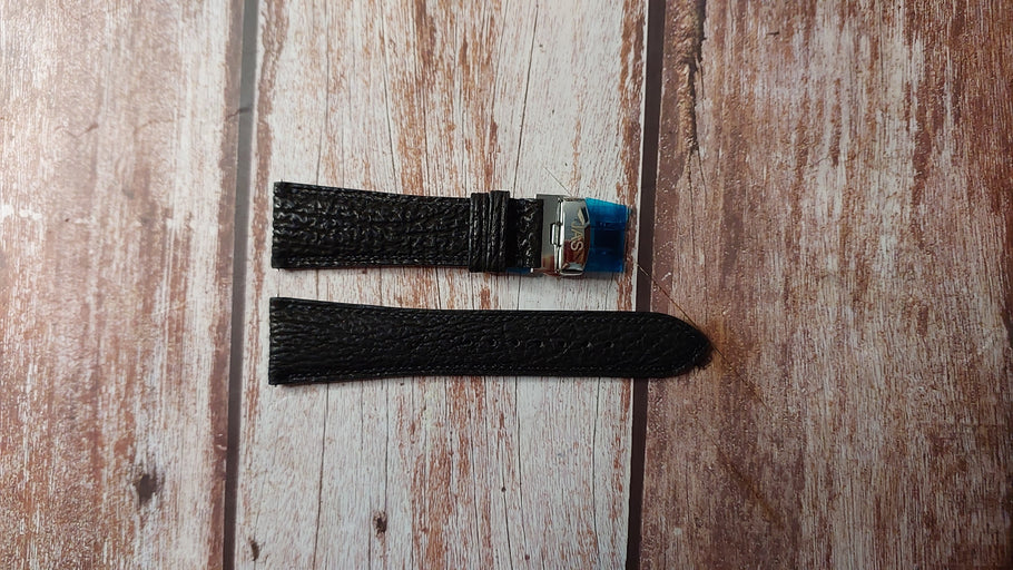 Black Full Grain Shark Skin Custom Leather Strap