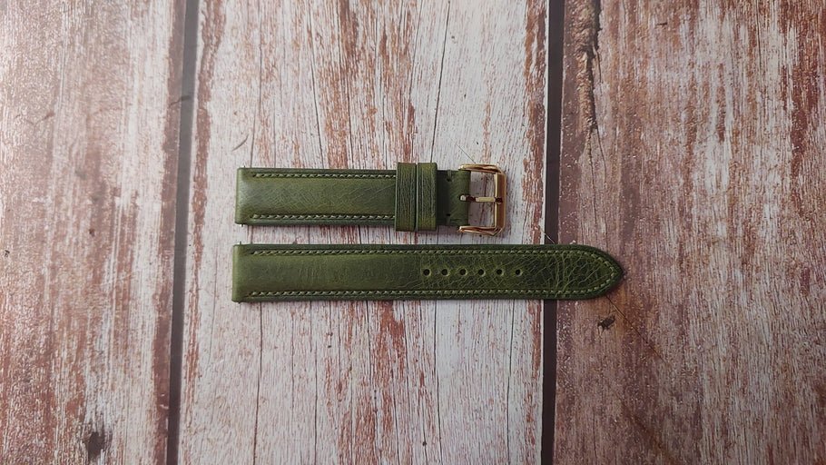 Olive Green Badalassi Wax Custom Leather Strap For Patek Phillipe Calatrava Watch