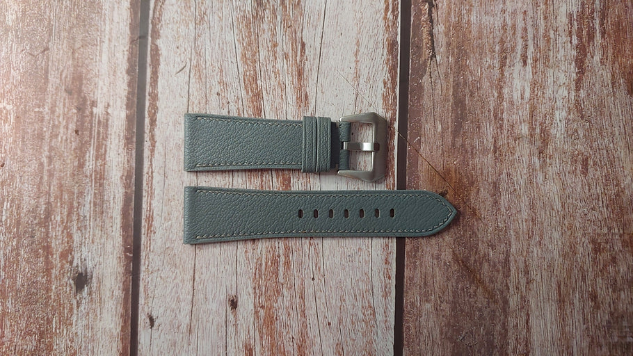 Gray Alran Goat Custom Leather Strap For Panerai Radiomir Watch