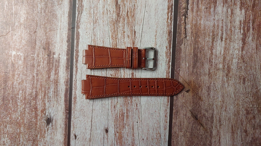 Brown Crocodile Leather Custom Notched Strap