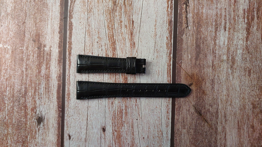 Black Full Grain Crocodile Leather Strap For Rolex 3805 Cellini Watch