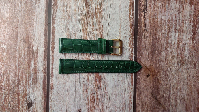 Green Full Grain Crocodile Custom Leather Strap For Tissot Watch