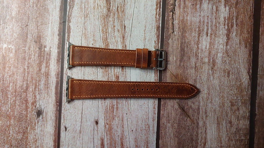 Cognac Badalassi Wax Custom Leather Strap For Apple Watch Ultra 2 (49mm)