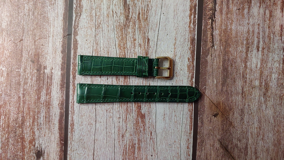 Green Full Grain Crocodile Custom Leather Strap For Seiko Lord Matic 5606-7000 Watch