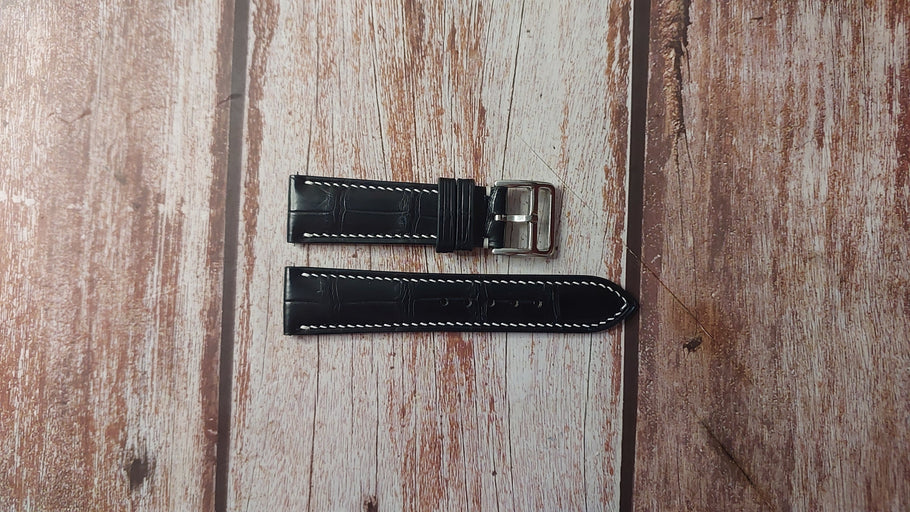 Black Full Grain Crocodile Custom Leather Strap