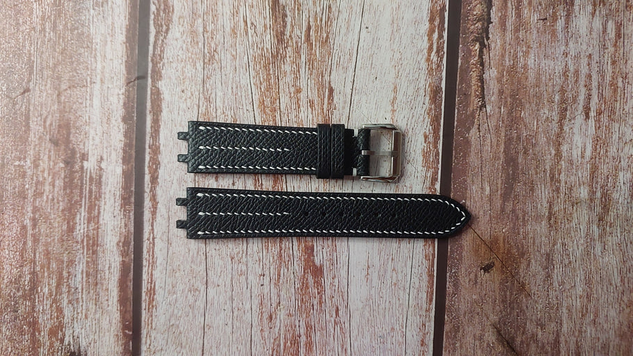 Black Epsom Leather Custom Notched Strap