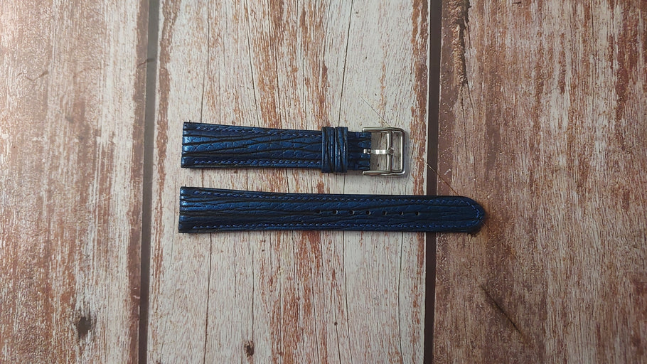 Blue Full Grain Shark Skin Custom Leather Strap