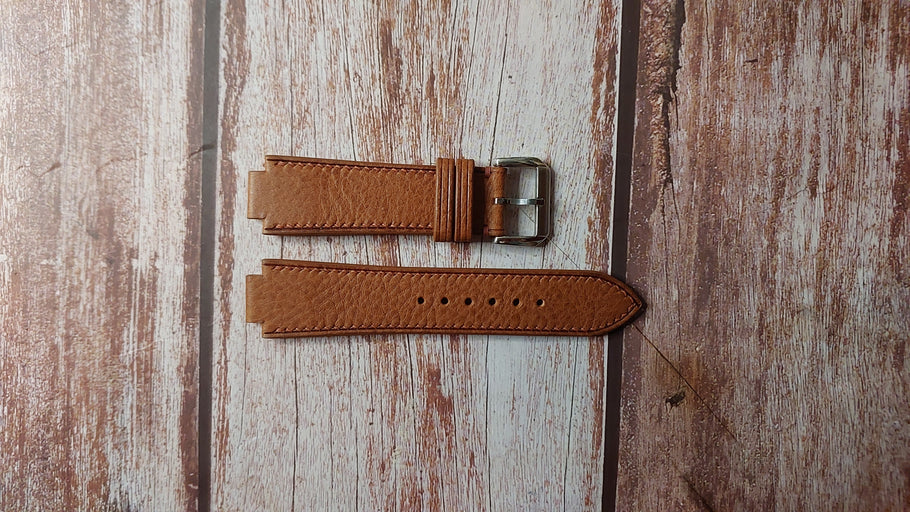 Brown Minerva Box Leather Custom Notched Strap For Citizen Eco Drive Watch