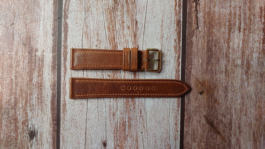 Cognac Badalassi Wax Custom Leather Strap For Timex 21 jewels waterproof Watch