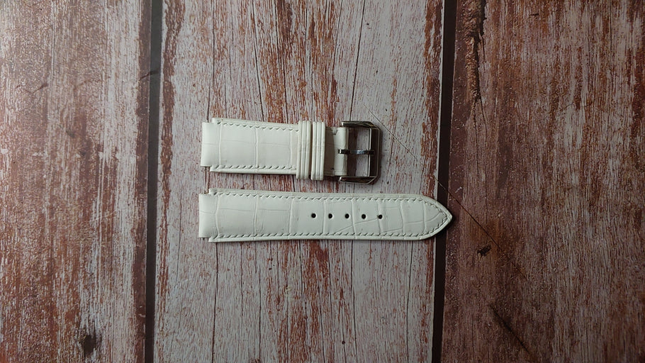 Sand White Crocodile Leather Custom Notched Strap