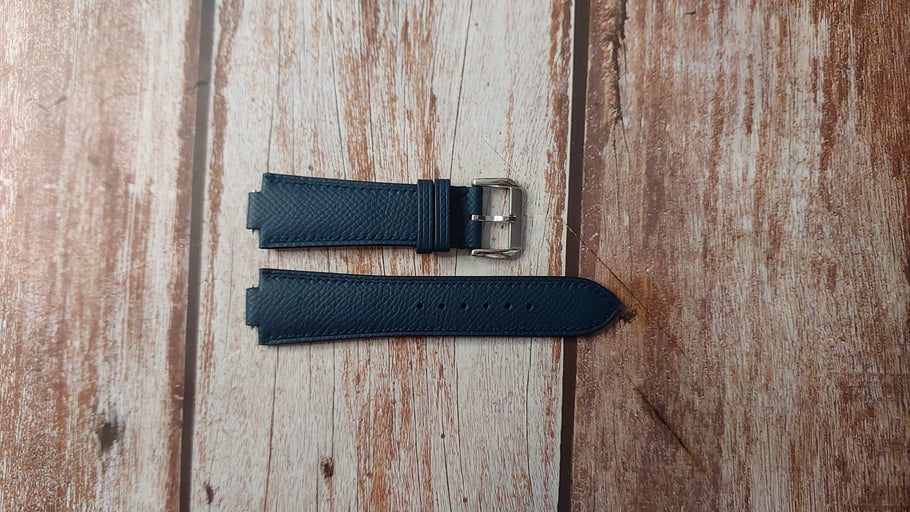 Navy Epsom Leather Custom Notched Strap