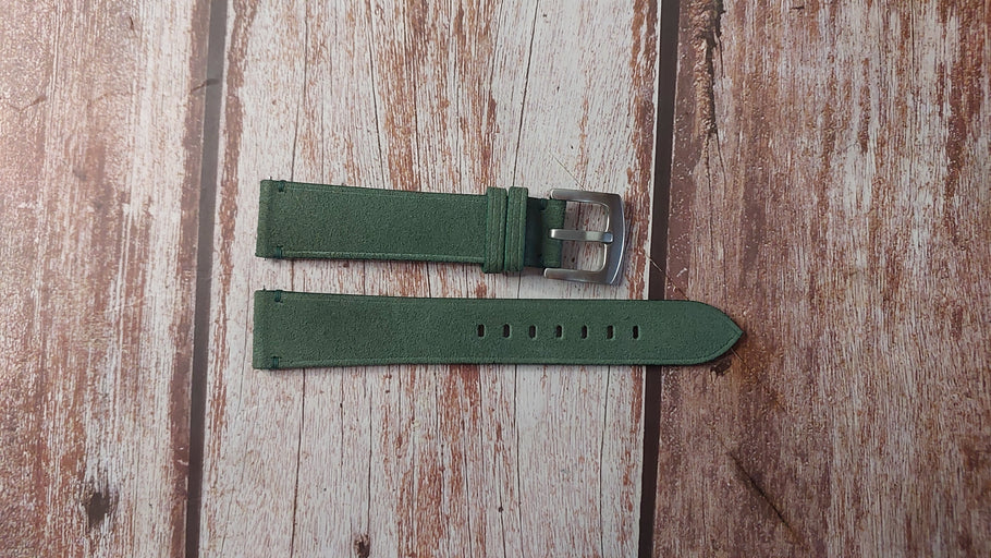 Green Suede Custom Leather Strap For Omega Sea Master Watch