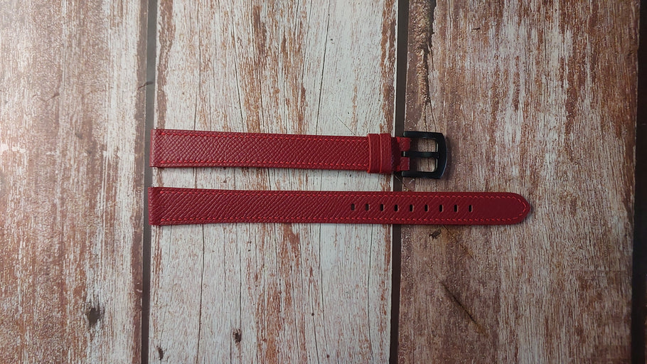 Red Epsom Custom Leather Strap For Da Fit P900 Watch