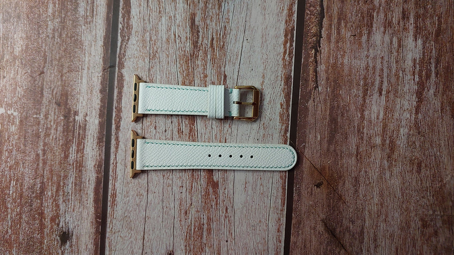 White Epsom Custom Leather Strap For Apple Watch SE (40mm)