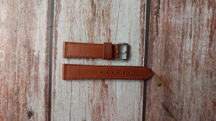 Brown Italian Veg Tanned Buttero Box Custom Leather Strap For Hamiltom Murph 38 Watch