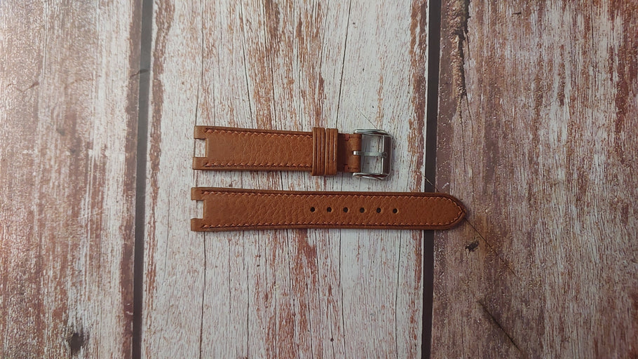 Brown Minerva Box Leather Custom Notched Strap For Tag Heuer SEL Watch