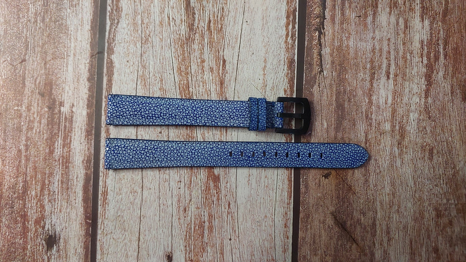 Blue Full Grain Stingray Custom Leather Strap For Da Fit P900 Watch