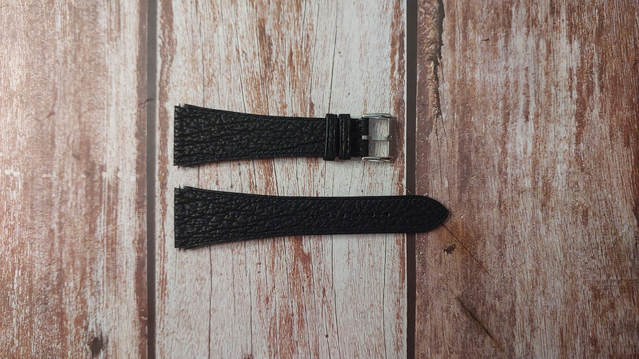 Black Sharkskin Leather Custom Notched Strap