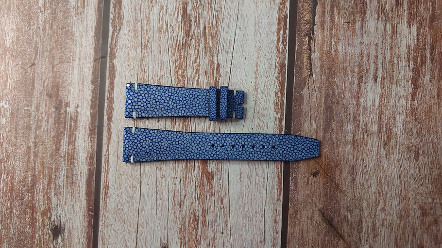 Blue Full Grain Stingray Custom Leather Strap For Navitimer AB01 Watch