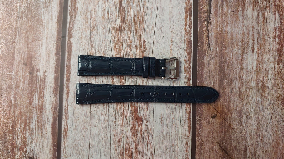 Dark Blue Full Grain Crocodile Custom Leather Strap