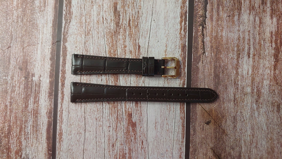 Brown Full Grain Crocodile Custom Leather Strap For 1950's Baume & Mercier Classima Watch