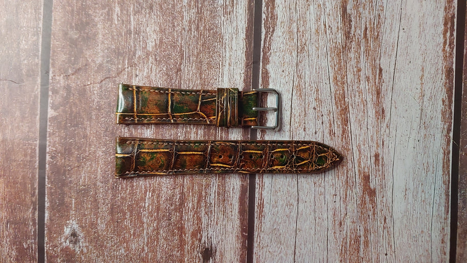 Mixing Dye Full Grain Crocodile Custom Leather Strap