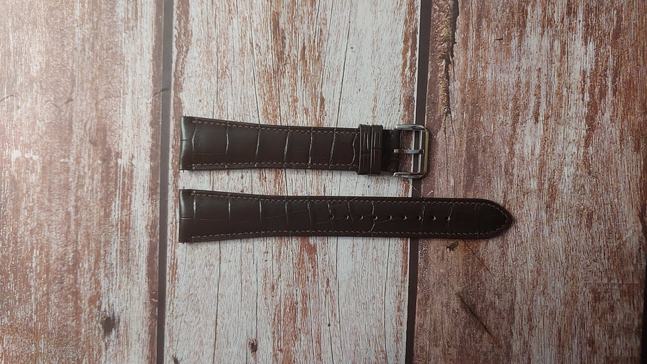 Brown Full Grain Crocodile Custom Leather Strap For Longines Lindbergh Hour Watch