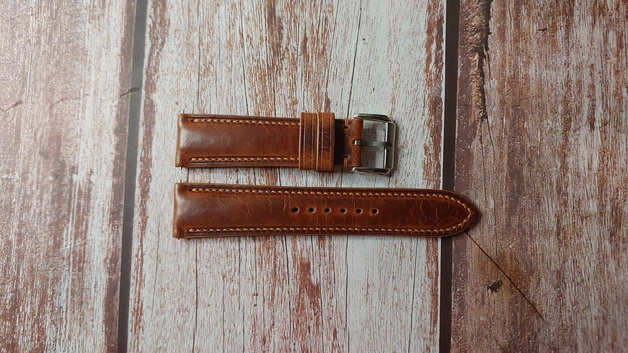 Cognac Badalassi Wax Custom Leather Strap For Mont Blanc Chrono Sport ref. 7034 Watch