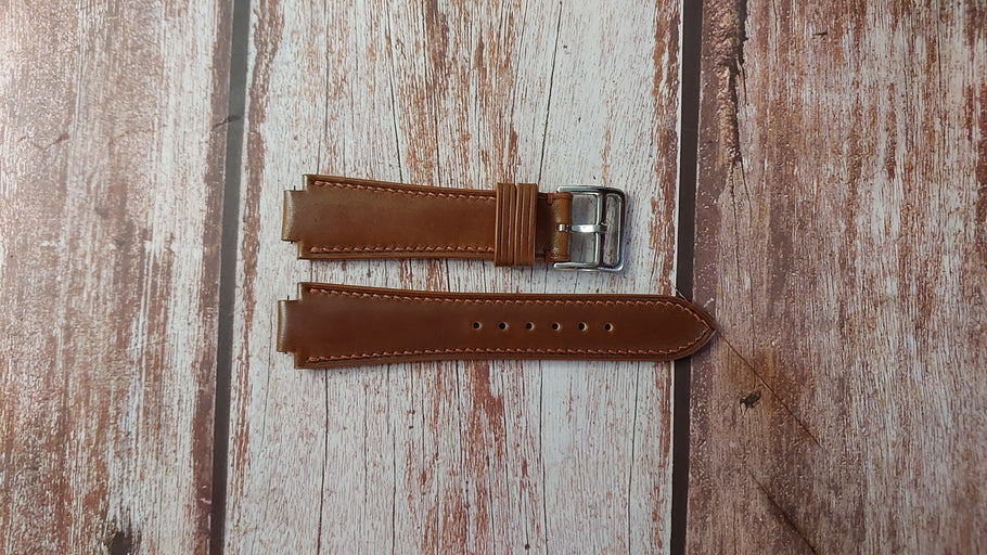 Cognac Shell Cordovan Leather Custom Notched Strap