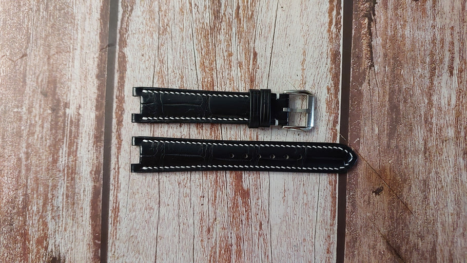 Black Crocodile Leather Custom Notched Strap