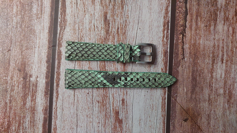 Green Full Grain Snakeskin Custom Leather Strap