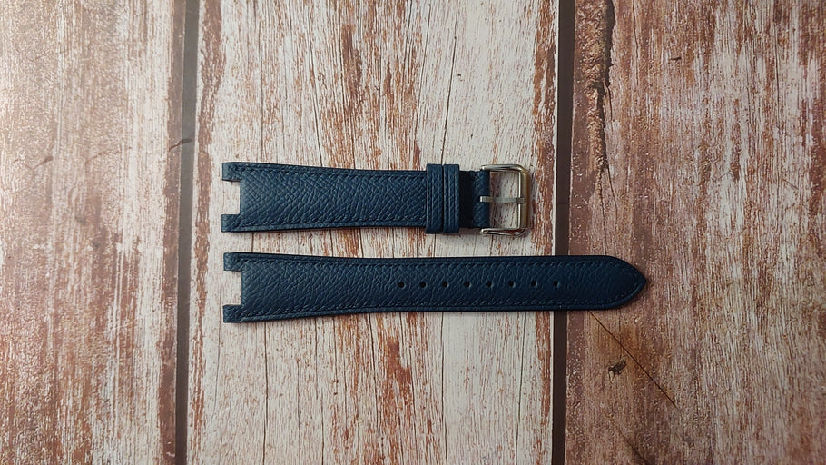 Navy Epsom Leather Custom Notched Strap For Tag WT1113 Watch