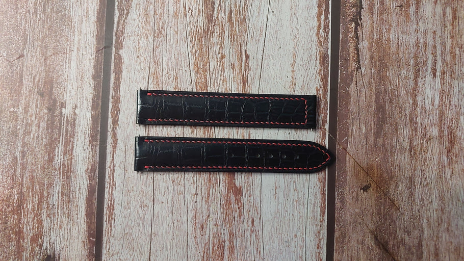 Black Full Grain Crocodile Custom Leather Strap