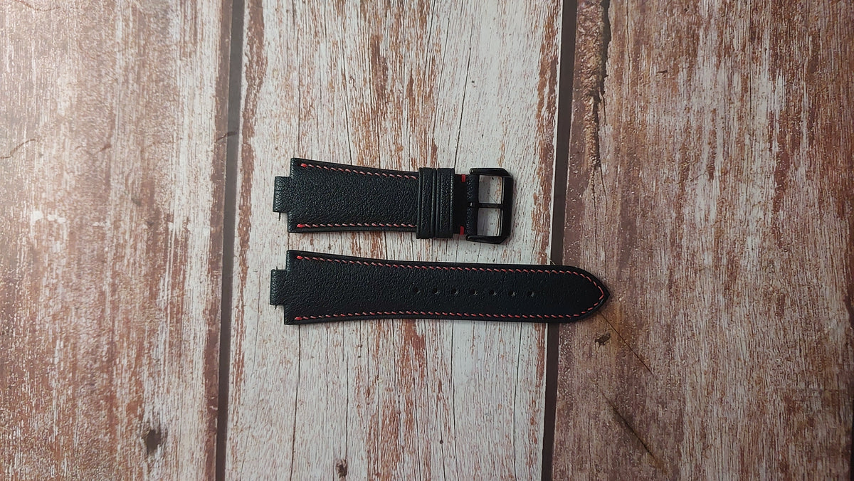 Black Alran Goat Leather Custom Notched Strap – VGreen